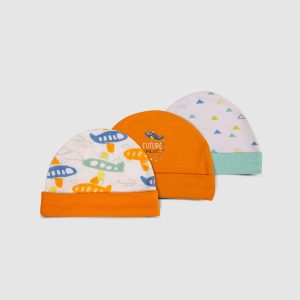 Baby Cap Set   Orange Adventure Theme - Orange / Newborn