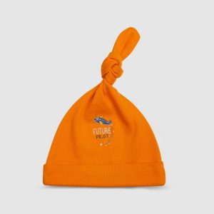Baby Cap   Knotted Orange Future Pilot - Orange / Newborn