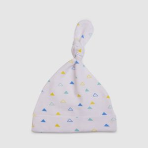 Baby Cap   Knotted Geometric Pattern - White / Newborn