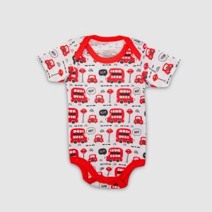 London Bus Baby Bodysuit Set - Red / Newborn