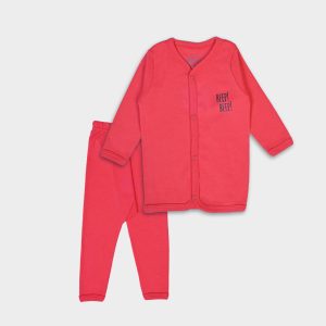 Baby Pajama Set - Solid Coral Pink - Pink / Newbron