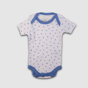 Floral and Heart Baby Bodysuit Set - Blue / Newborn