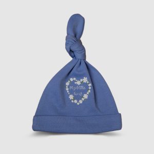 Blue Knotted Baby Hat   'My Little Heart' Design - Blue / Newborn