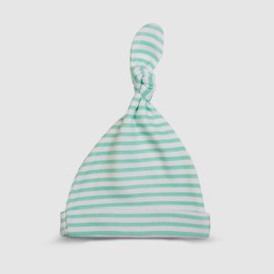 Green Striped Knotted Baby Hat - Green / Newborn
