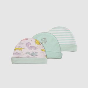Little Dino Baby Hat Set   Pack of 3 - Lawn Green / Newborn