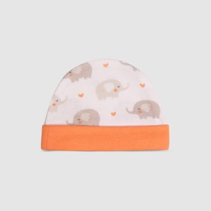 Baby Cap Elephant Print Cute Soft Cotton Infant Newborn Accessory - Orange / Newborn
