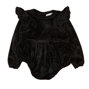 Black Ruffled Baby Bodysuit - Black / 3-6 Months