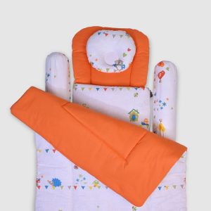 Baby Bedding Set - Orange with Fun Animals - Orange / Newbron