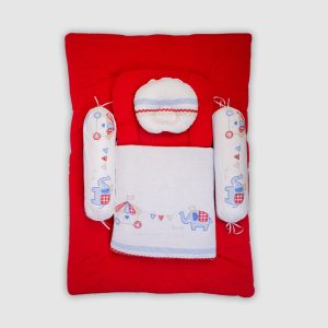 Baby Bedding Set - Red with Elephant Design - Red / Newbron