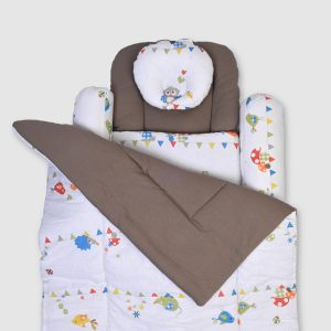 Baby Bedding Set - Brown with Fun Animals - Brown / Newbron