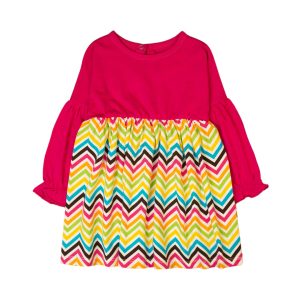 Pink and Chevron Long Sleeve Dress - Pink, 2-3 Years