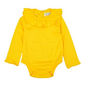 Sunny Yellow Ruffle Collar Baby Bodysuit - Yellow, 0-3 Months