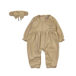Beige Baby Onesie with Bow - Beige / Newbron