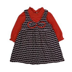 Orange and Black Geometric Dress Set - Orange, 6-12 Months