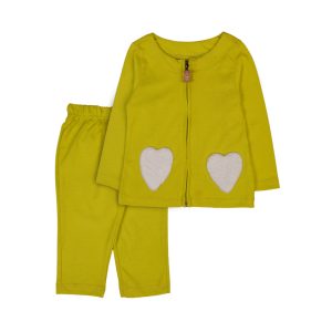 Yellow Heart Pocket Baby Outfit - Yellow, 0-3 Months