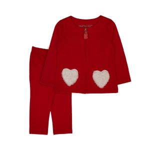 Red Heart Pocket Baby Outfit - Red, 0-3 Months