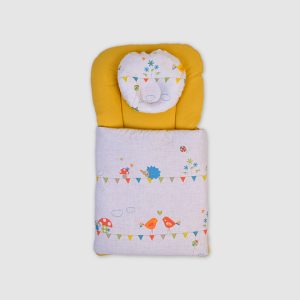 Cozy Baby Sleeping Bag with Pillow â€“ Yellow and Fun Animal Print - Yellow / Newborn