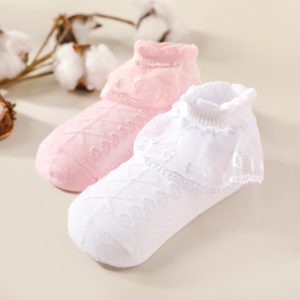 Baby / Toddler / Kid Lace Trim Pure Color Breathable Socks Dance Socks - Pink / 3 Years