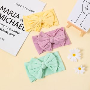 3-pack Swallowtail Double Knotted Bow Wide Headband for Girls - Multi Color / One Size
