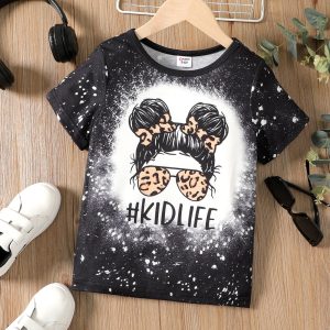 Kid Girl Figure Print Short-sleeve Tee - Black / 5-6 Years