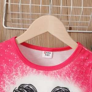 Kid Girl Figure Print Short-sleeve Tee - Pink / 5-6 Years