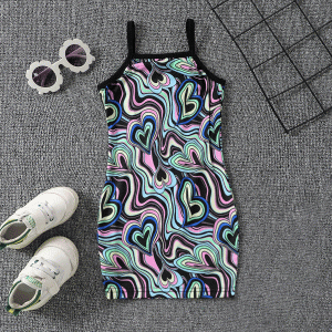 Toddler Girl Heart-shaped Dress - Multi Color / 4-5 Years