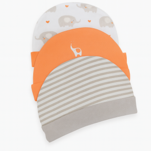 Cap L Pk 3 Peach Elephant - New Born