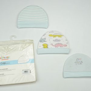CAP S PK 3 B.BLUE DINO WORLD - New Born