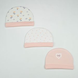 CAP L PK 3 LT PINK BLOSSOM - New Born