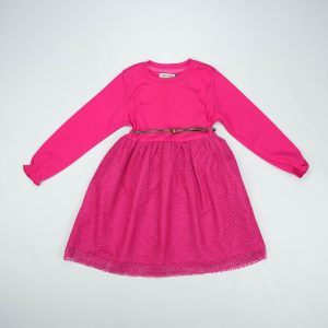 FROCK NET LONG SLEEVES RED TODDLER - 2-3 Years