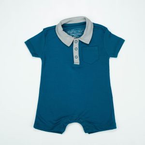 BODYSUIT POLO COLLAR AQUA INFANT - New Born