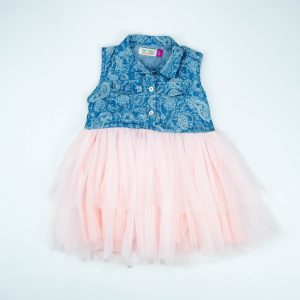 FRCOK DENIM WITH PINK NET TODDLER - 3-4 Years