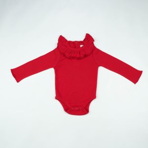BOYDSUIT FRILL COLLAR RED INFANT - New Born