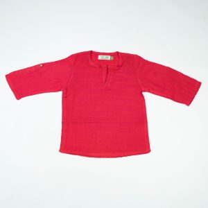 KURTI ROUND COLLAR BOYS RED INFANT - 0-3 Months
