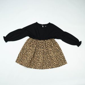 FROCK FLAIR BLACK CHEETA TODDLER - 5-6 Years