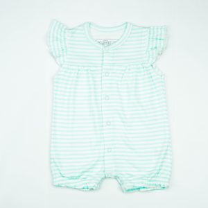 JUMSUIT HALF SLEEVE POLKA BLUE STRIPE INFANT - New Born