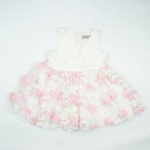 FROCK BOW STYLE WHITE ROSE TODDLER - 3-4 Years