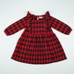 FROCK RUFFLE RED CHECK TODDLER - 3-4 Years