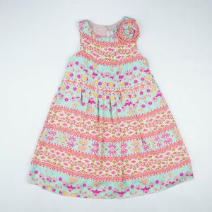 FROCK PLEATED SLEEVES PINK ABSTRACT TODDLER - 3-4 Years
