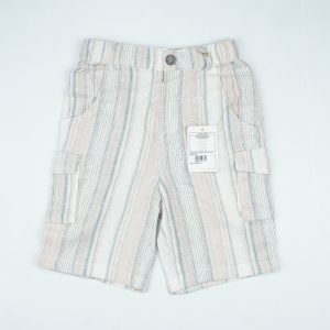 SHORTS WOOVEN WHITE PINK TODDLER - 0-3 Months