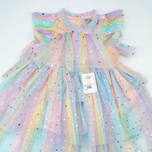 FROCK NET BUTTERFLY SLEEVES PINK TODDLER - 3-4 Years