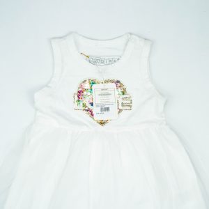 FROCK SLEVELESS WITH NET WHITE INFANT - 0-3 Months