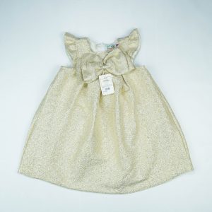 FROCK FRONT BOW GOLD TODDLER - 3-4 Years