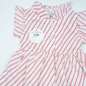 FROCK WOOVEN RED STRIPES INFANT - 0-3 Months