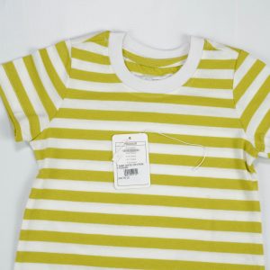 T SHIRT WHITE LIME STRIPES TODDLER - 6-7 Years