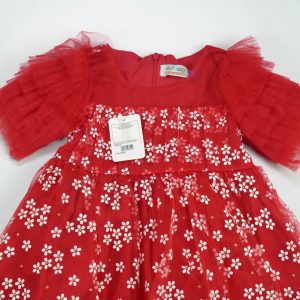 FROCK PLATE SLEEVES RED TODDLER - 3-4 Years