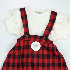 FROCK 2 PC SET RED INFANT - 2-3 Years