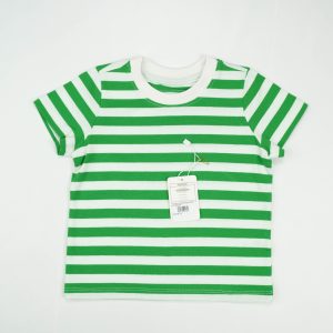 T SHIRT WHITE GREEN STRIPES TODDLER - 3-4 Years
