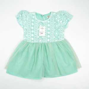 FROCK PUFF SLEEVE NET MINT INFANT - 0-3 Months