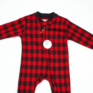 ROMPER RIB BOTTON RED CHECK INFANT - 12-18 Months